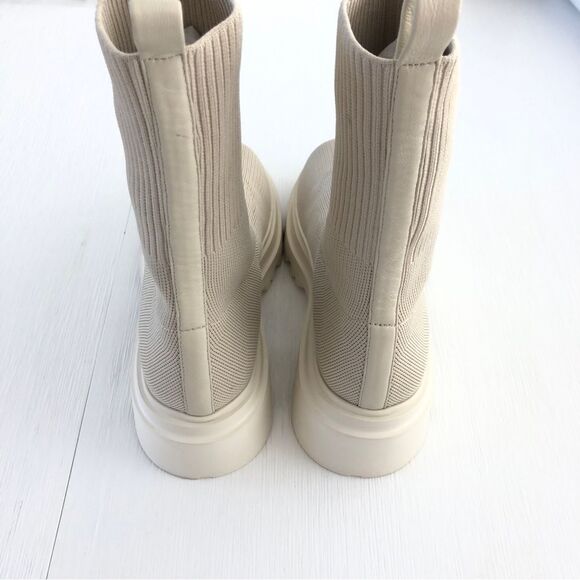 RAYE REVOLVE Platform Sock Boot Chunky Dolman Lug Sole Knit Ankle in Natural 6 - Picture 7 of 13